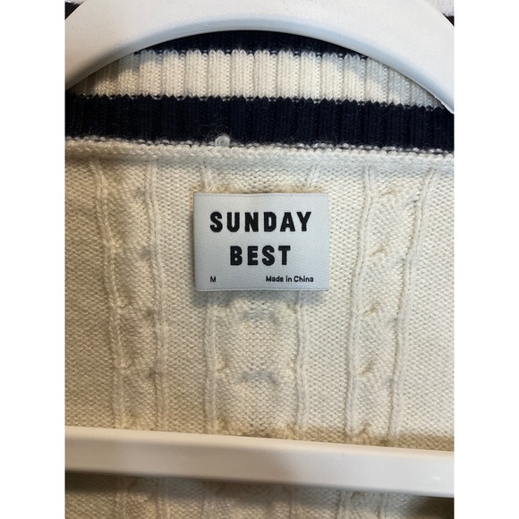 Sunday Best Winston Merino Wool Blend Cropped Sleeveless Sweater Vest Cable Knit - Picture 4 of 7